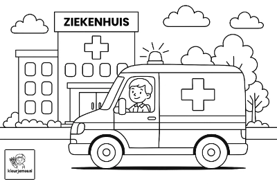 Ambulance ziekenhuis kleurplaat
