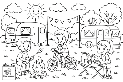 Kleurplaat Camping