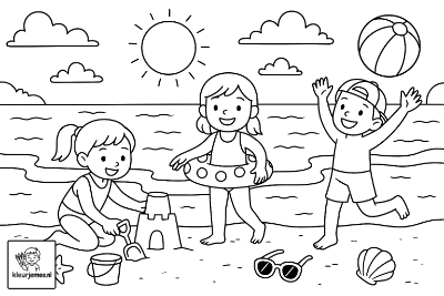 kleurplaat strand