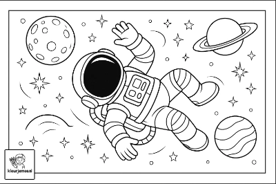 Astronaut in de ruimte kleurplaat