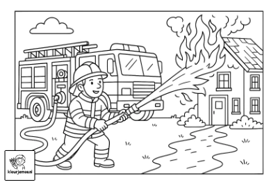 brandweerman brand kleurplaat