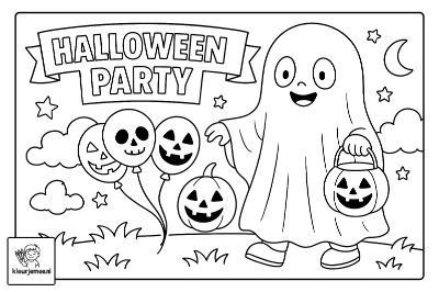 Halloween party kleurplaat