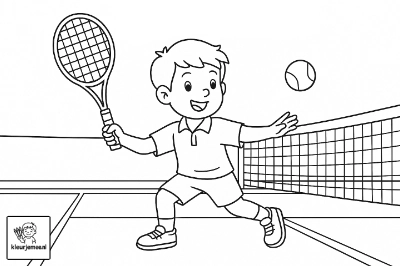 Jongetje aan het tennissen