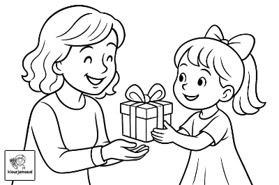 Meisje geeft moeder een cadeautje