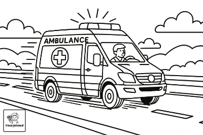 Rijdende Ambulance Kleurplaat