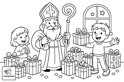 Sinterklaas Pakjesavond Kleurplaat