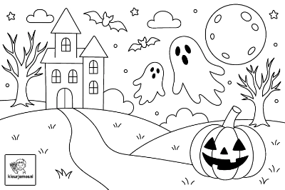 Spooky Halloween kleurplaat