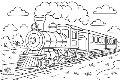 Stoomtrein Kleurplaat