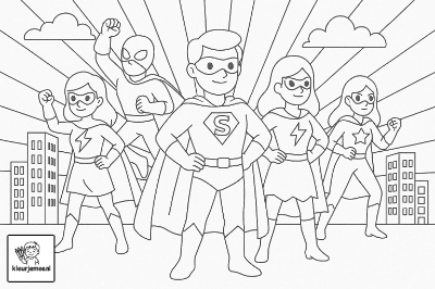 Superhelden Kleurplaat