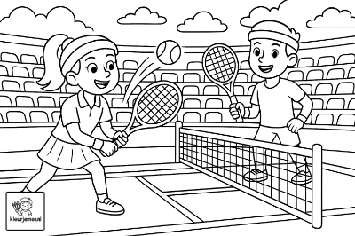 Tenniswedstrijd kleurplaat