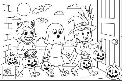 Trick or treat kleurplaat