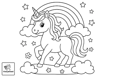 Unicorn Regenboog kleurplaat