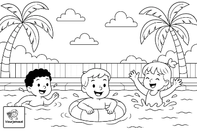 Vakantie Zwembad kleurplaat