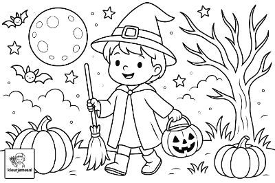 Verkleed als heks kleurplaat