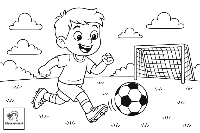 Voetballend Jongetje Kleurplaat