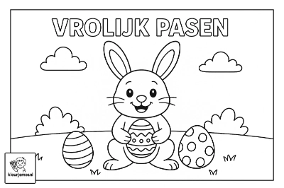 Vrolijk pasen kleurplaat
