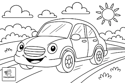 Vrolijke auto kleurplaat