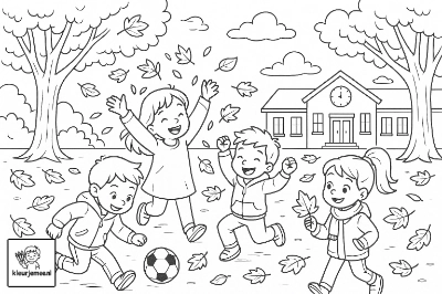 Herfst op het schoolplein