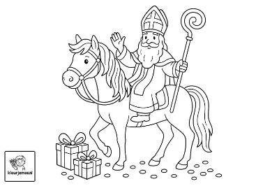 Sinterklaas op ozosnel kleurplaat