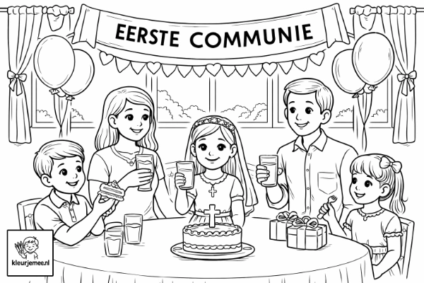 communiefeest kleurplaat