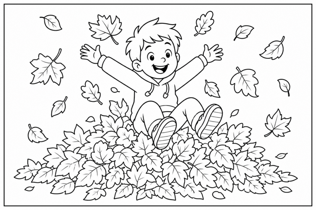 Herfstbladeren kleurplaat