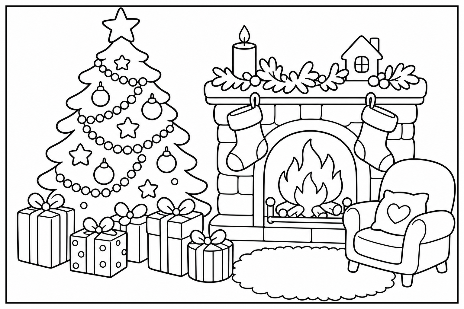 Kerstboom kleurplaat 3