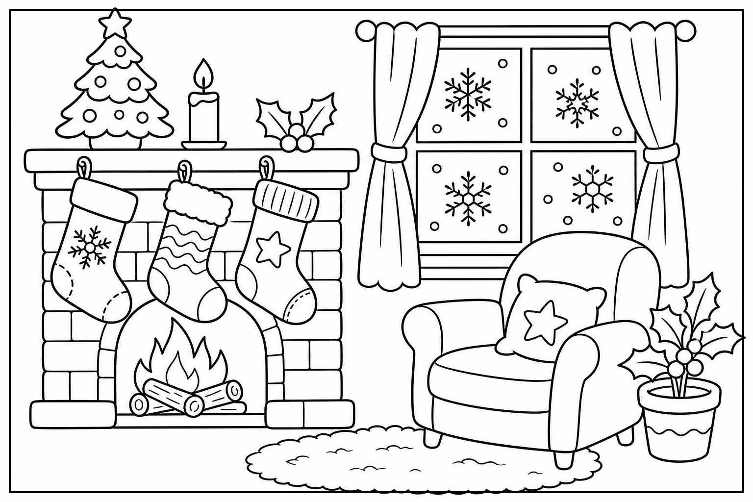 Kerstsok kleurplaat 3