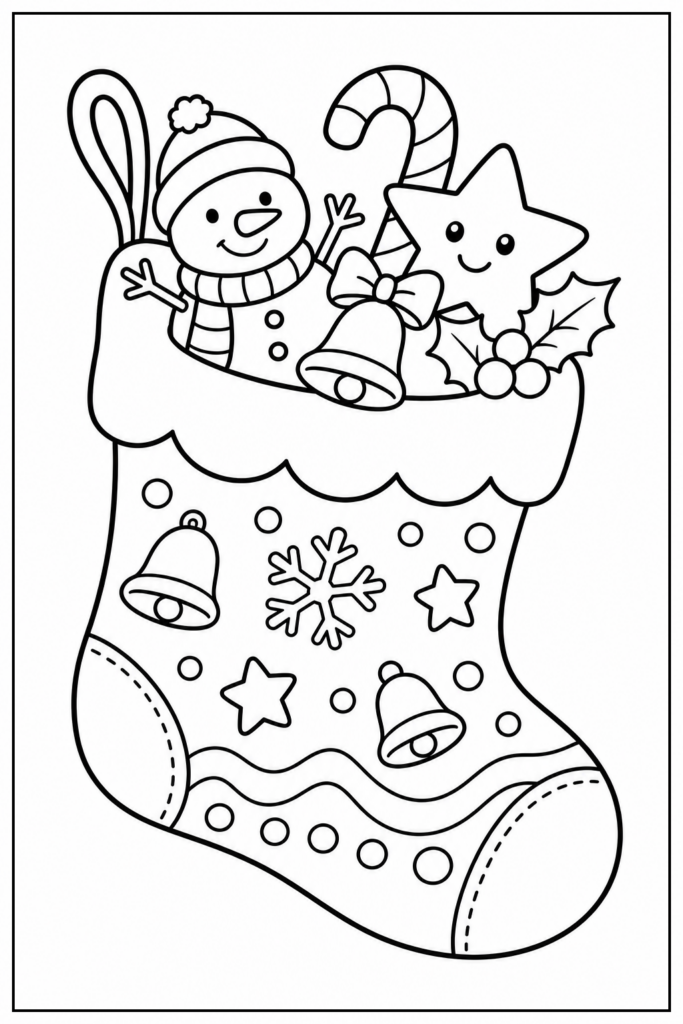 Kerstsok kleurplaat