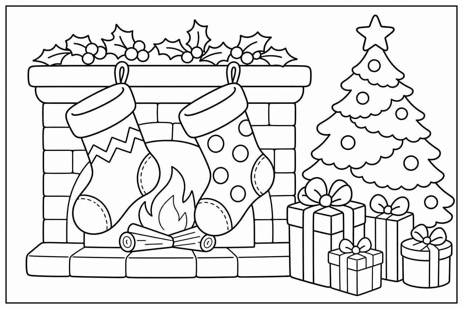 Kerstsok kleurplaat 2