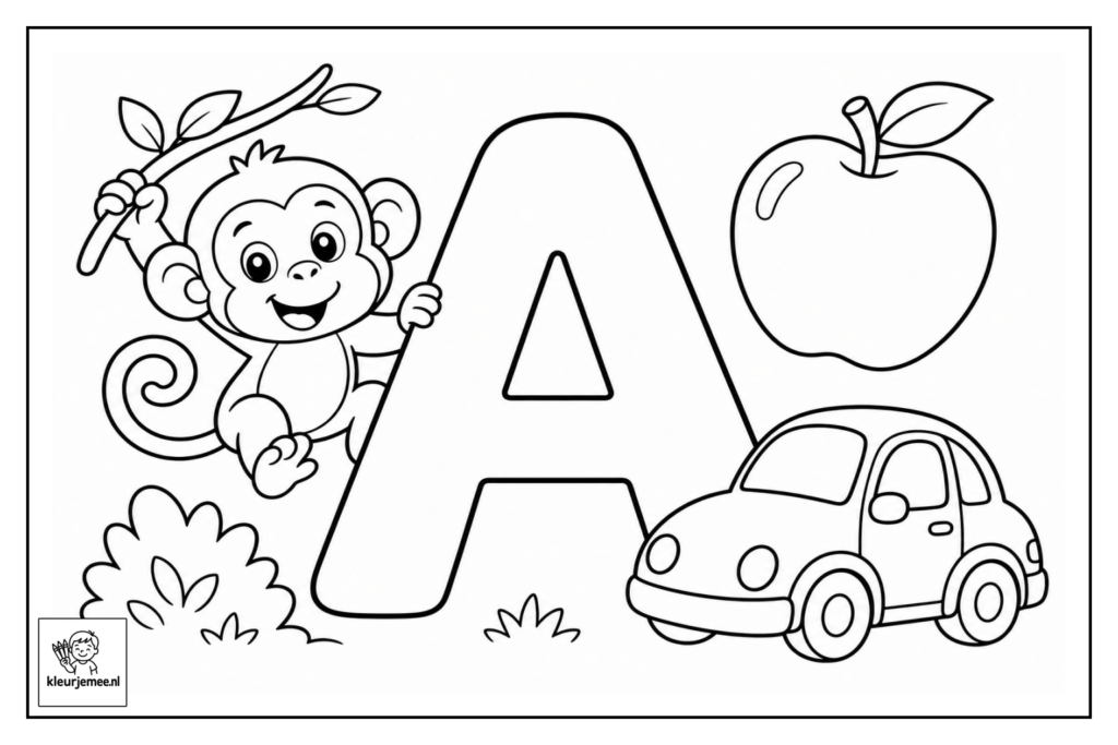 Letter A kleurplaat