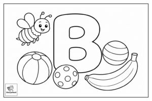 Letter B kleurplaat voorbeeld 3