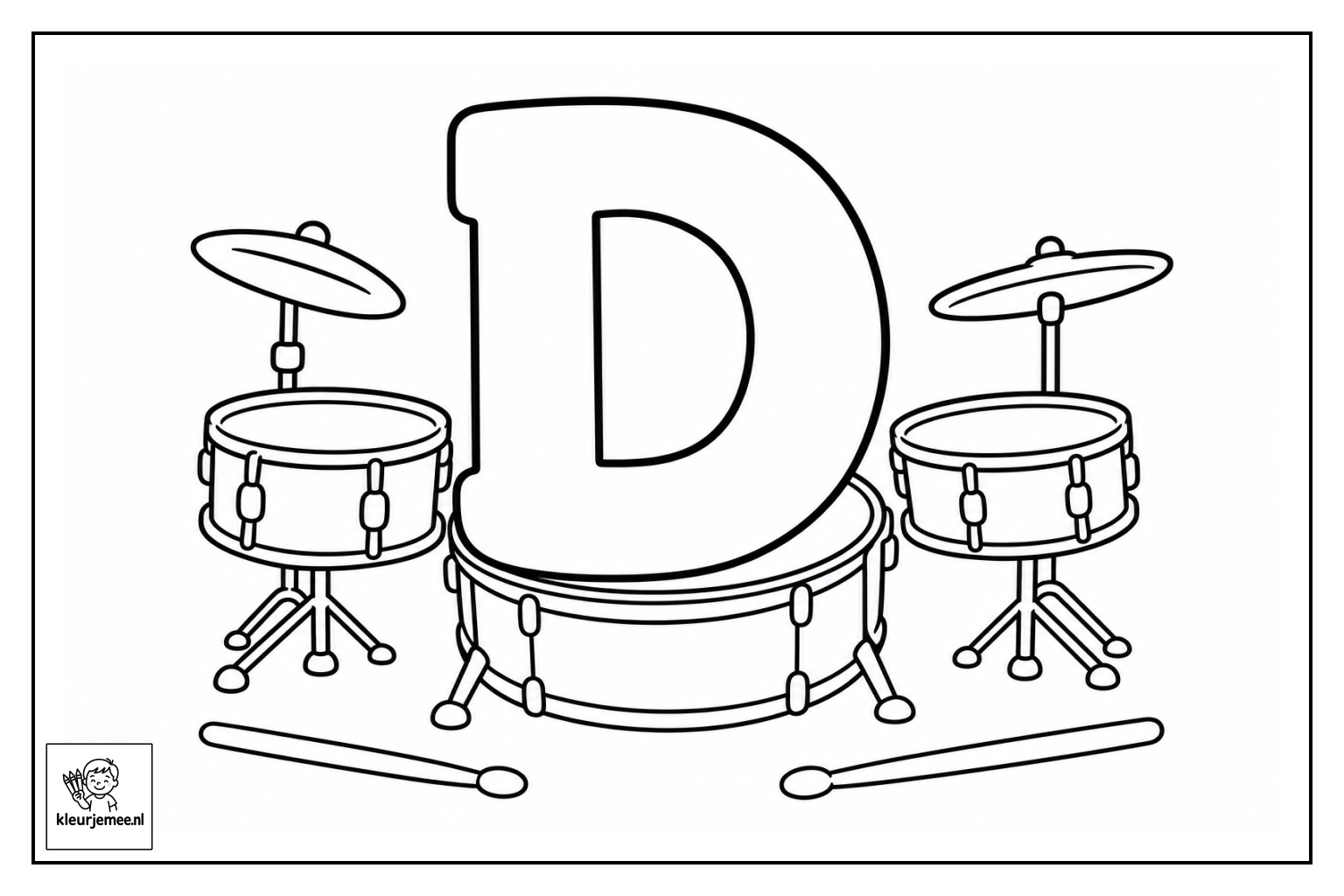Letter D kleurplaat 6