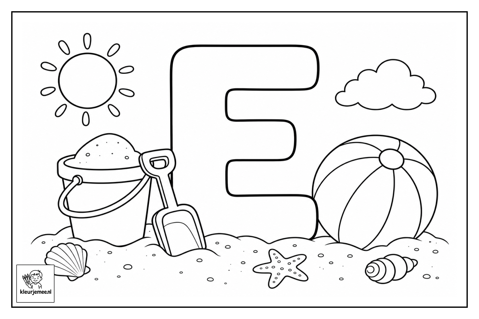Letter E kleurplaat 5