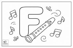 Letter F kleurplaat voorbeeld 2