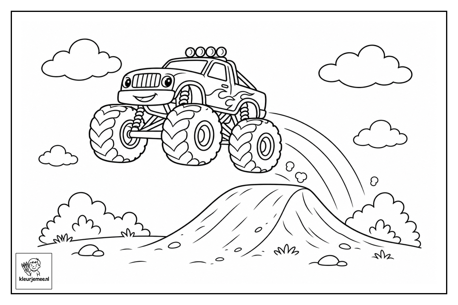 Monstertrucks kleurplaat