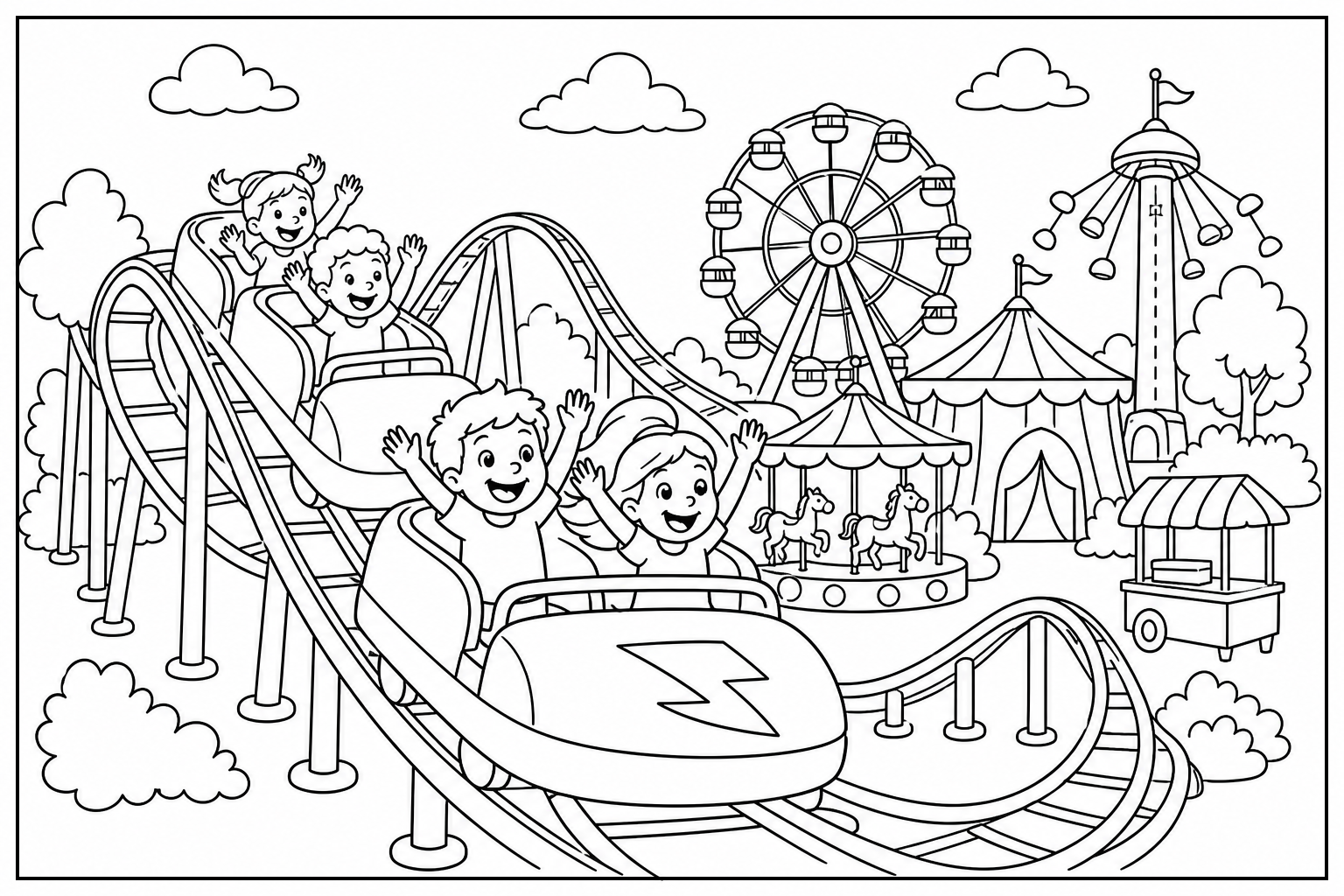 Pretpark kleurplaat 1