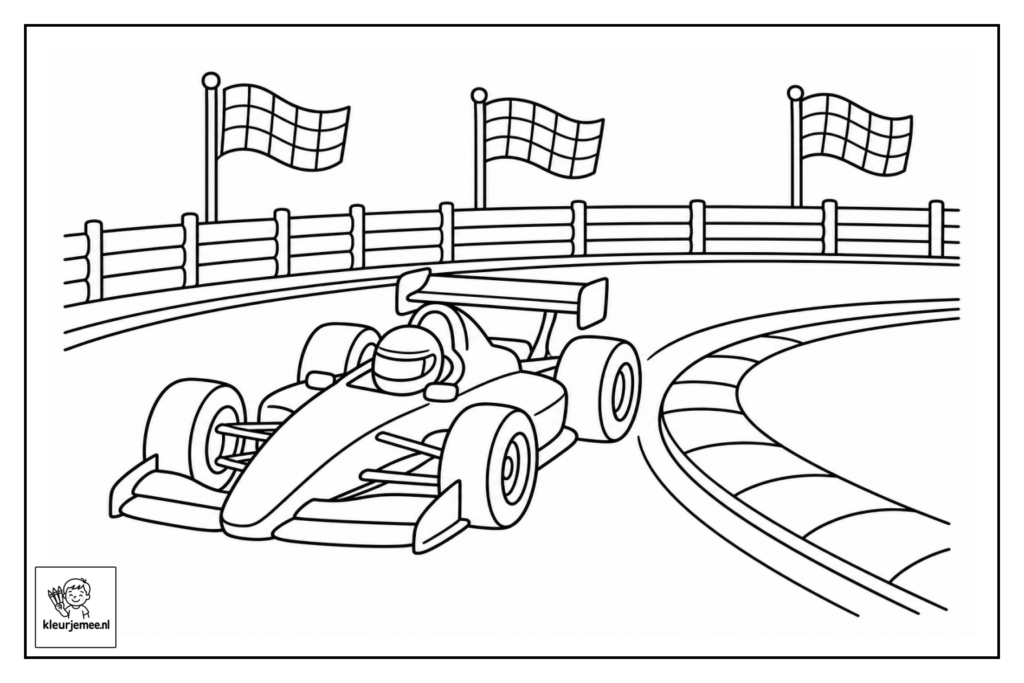 Raceauto kleurplaat